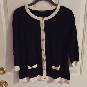 Banana Republic black and cream button up sweater